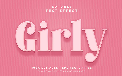 Girly text effect editable vector