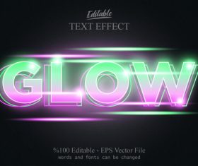 Glow editable text style vector