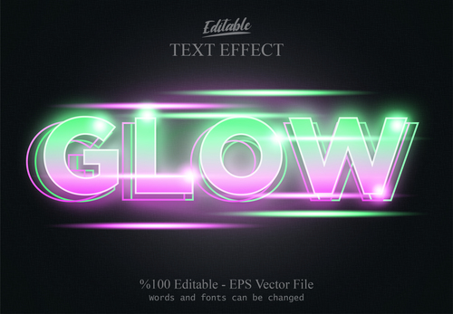 Glow editable text style vector