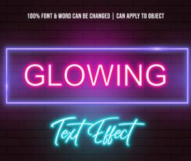 Glowing text effect vector