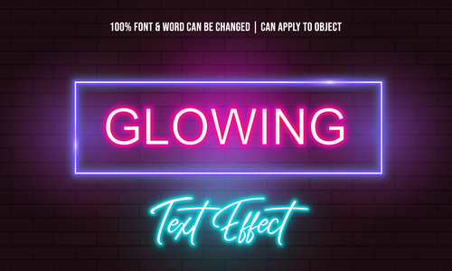 Glowing text effect vector