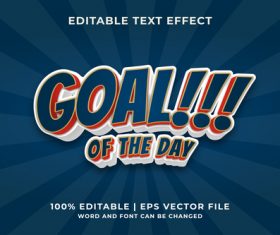 Goal of the day editable text effect vector