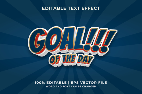 Goal of the day editable text effect vector