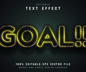 Goal text yellow neon style text effect vector