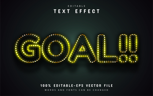 Goal text yellow neon style text effect vector