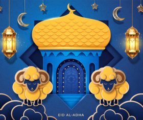 Golden dome mosque background vector