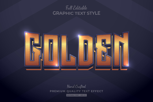 Golden editable text style vector