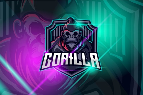 Gorilla esport logo template vector