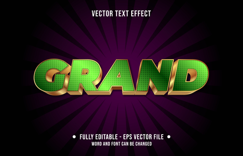 Grand editable text style vector