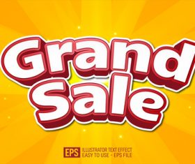 Grand sale text effect vector