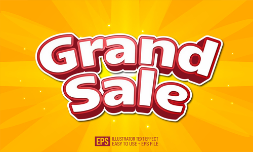 Grand sale text effect vector