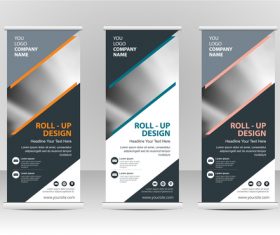 Gray roll up banner vector