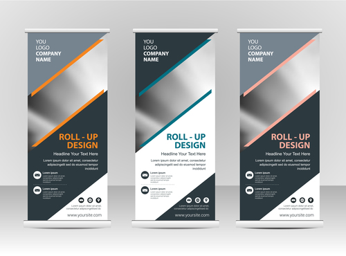 Gray roll up banner vector