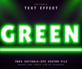 Green text effect neon style vector