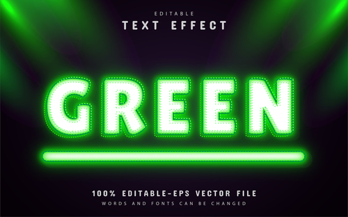 Green text effect neon style vector