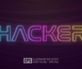 HACKER editable text effect 3D vector