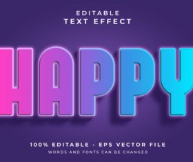 HAPPY text effect editable vector