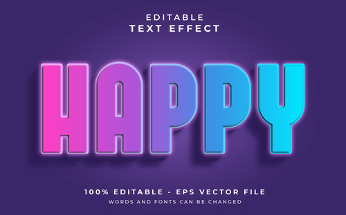 HAPPY text effect editable vector