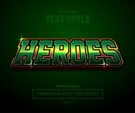 HEROES editable text effect 3D vector