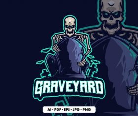 Halloween graveyard mascot logo vector