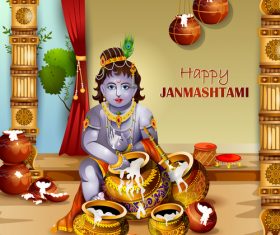 Happy janmashtami illustration vector