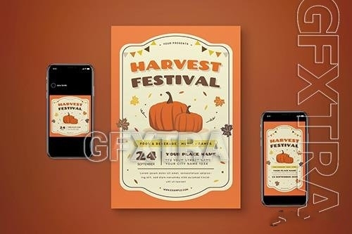 Harvest festival flyer set vector