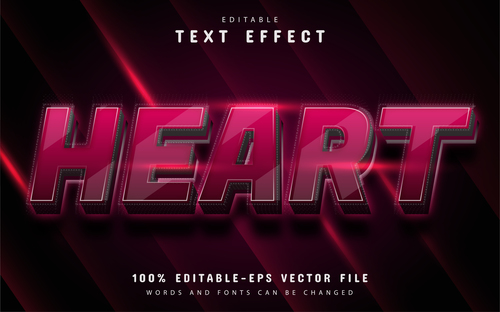 Heart text editable 3d text effect vector