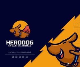 Hero dog cartoon logo vector