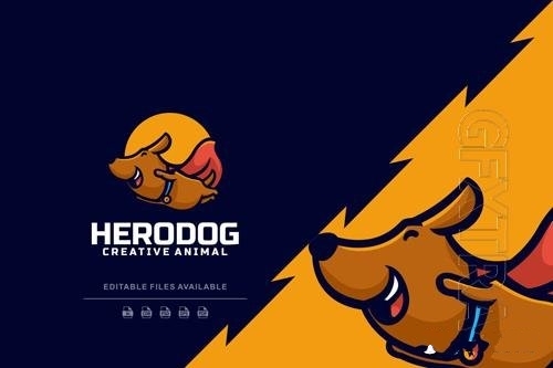 Hero dog cartoon logo vector