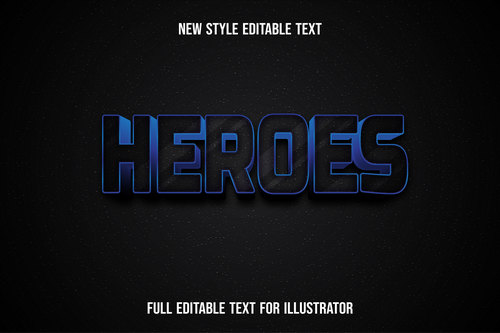 Heroes new style editable text vector