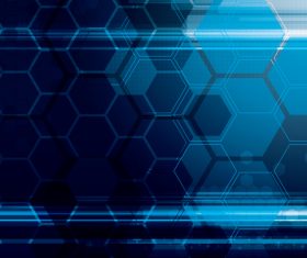 Hexagon geometric blue background vector