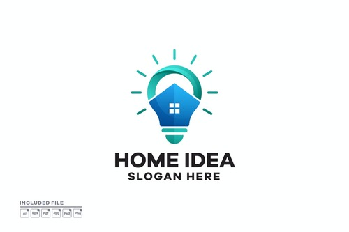 Home idea gradient colorful logo design vector