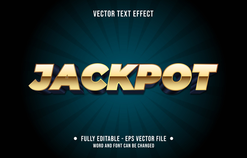 Jackpot editable text style vector