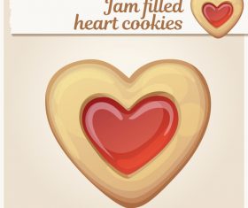 Jam filled heart cookies vector