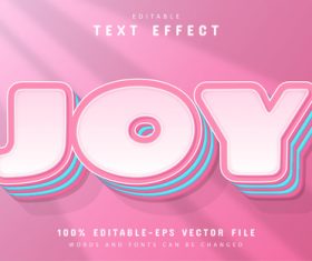 Joy text editable cartoon style text effect vector