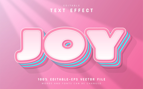 Joy text editable cartoon style text effect vector
