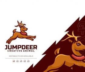 Jump deer simple logo design template vector