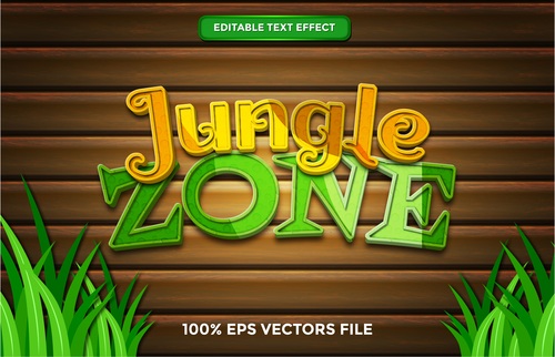 Jungle zone text effect vector