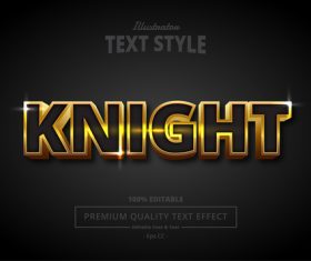 KNIGHT editable text effect 3D vector