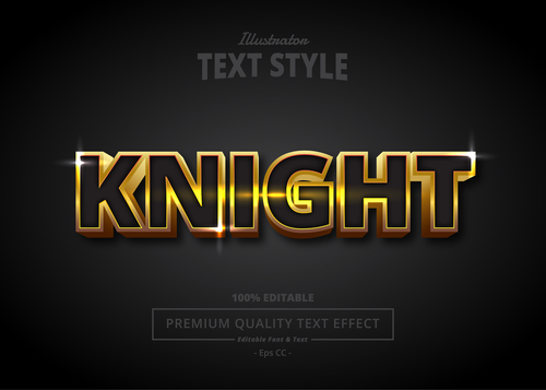 KNIGHT editable text effect 3D vector