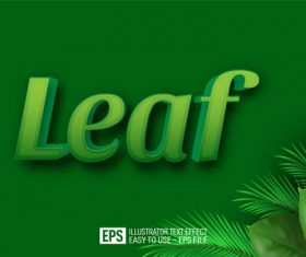 LEAF text effect vector
