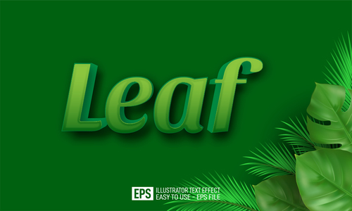 LEAF text effect vector