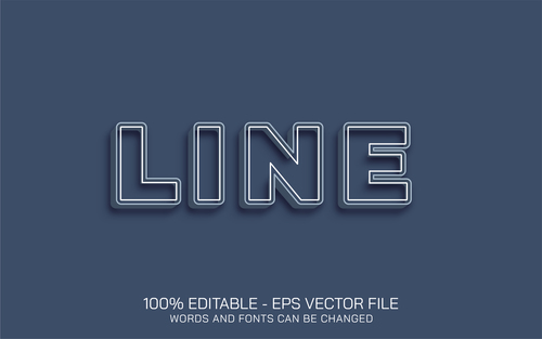 LINE editable text effect vector
