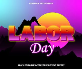 Labor day editable text effect retro style vector