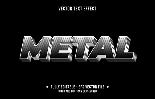 Metal editable text style vector