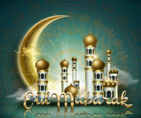 Mosque background ramadan festival card vector