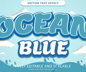 Ocean blue vector text effect vector