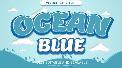 Ocean blue vector text effect vector