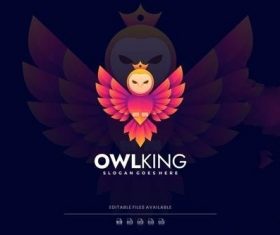 Owl king gradient colorful logo vector