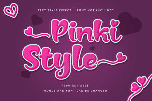 PINKI style text effect vector